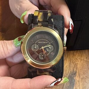 Vince Camuto Tortoise and Gold Watch